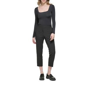 Calvin Klein Womens Square Neck Fitted Bodysuit black XL